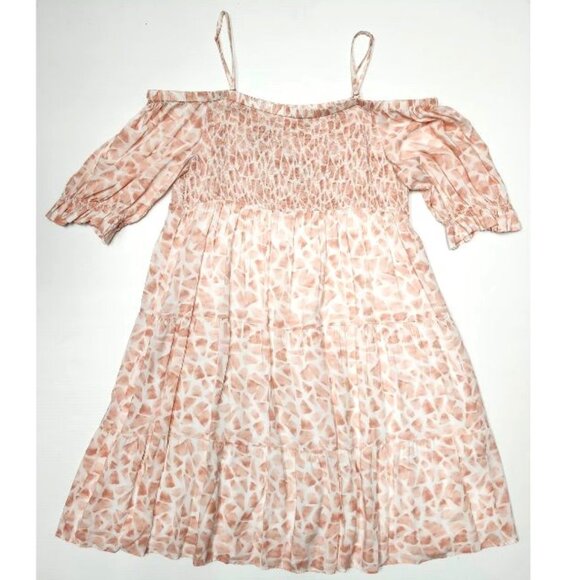Marc Aurel Women's Peach/White Off The Shoulder Dress W/Straps Size 6 & 10 - Picture 1 of 4